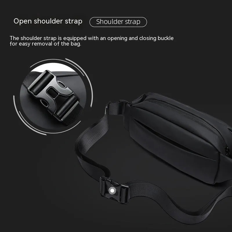 Black men's messenger bag with one-shoulder riding design made from Oxford cloth