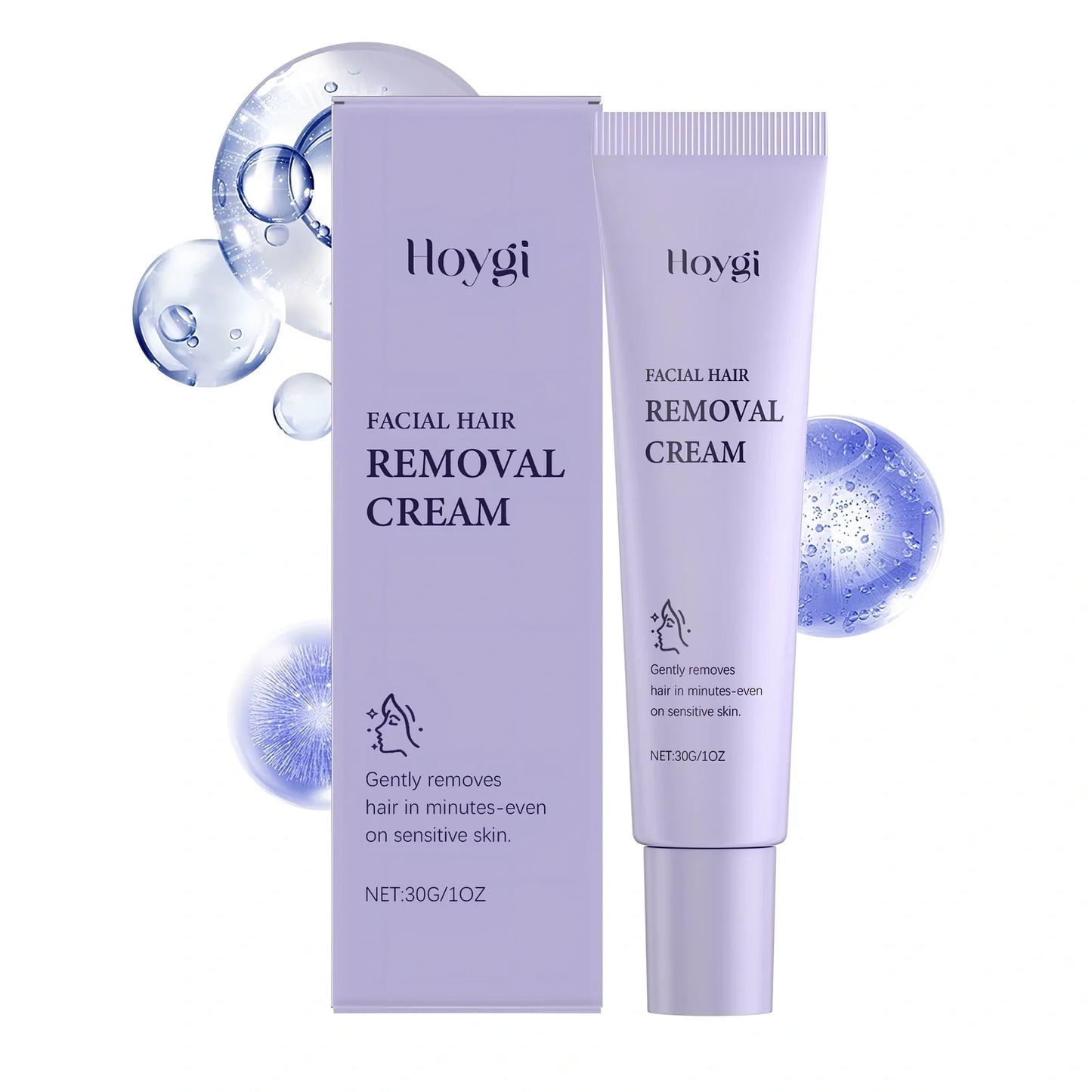 Women's 30g tube of facial hair removal cream with plant extracts for smooth, moisturised skin, 2.9x2.9x15cm size