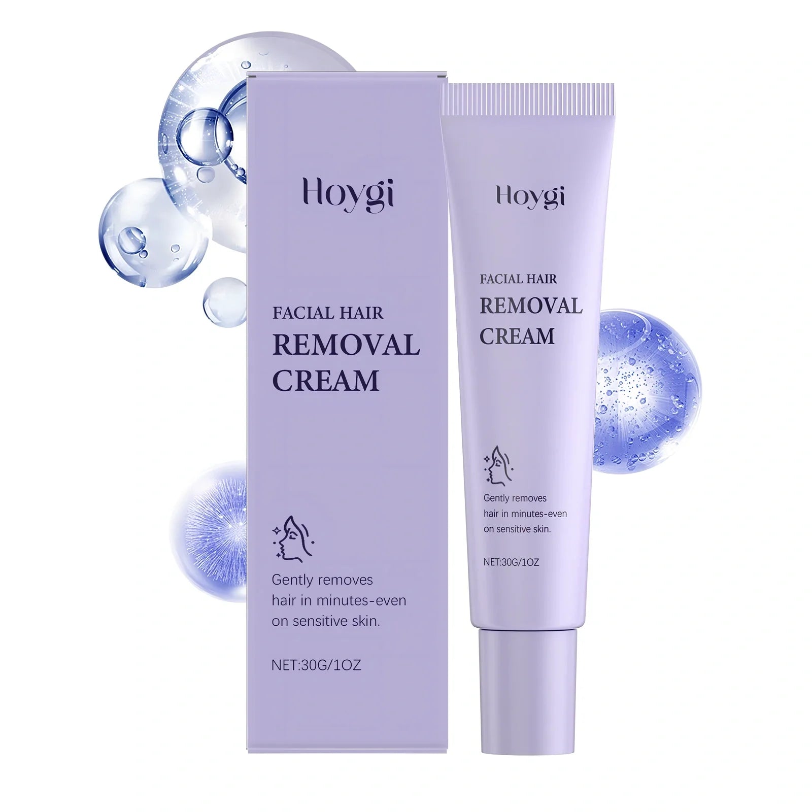 Women's 30g tube of facial hair removal cream with plant extracts for smooth, moisturised skin, 2.9x2.9x15cm size