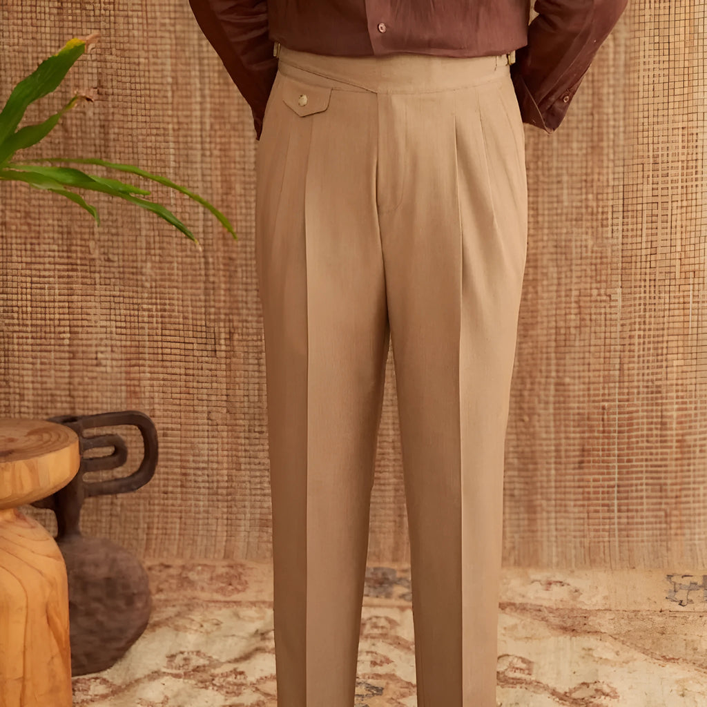 Men's slim fit business casual trousers in polyester fabric available in three colours