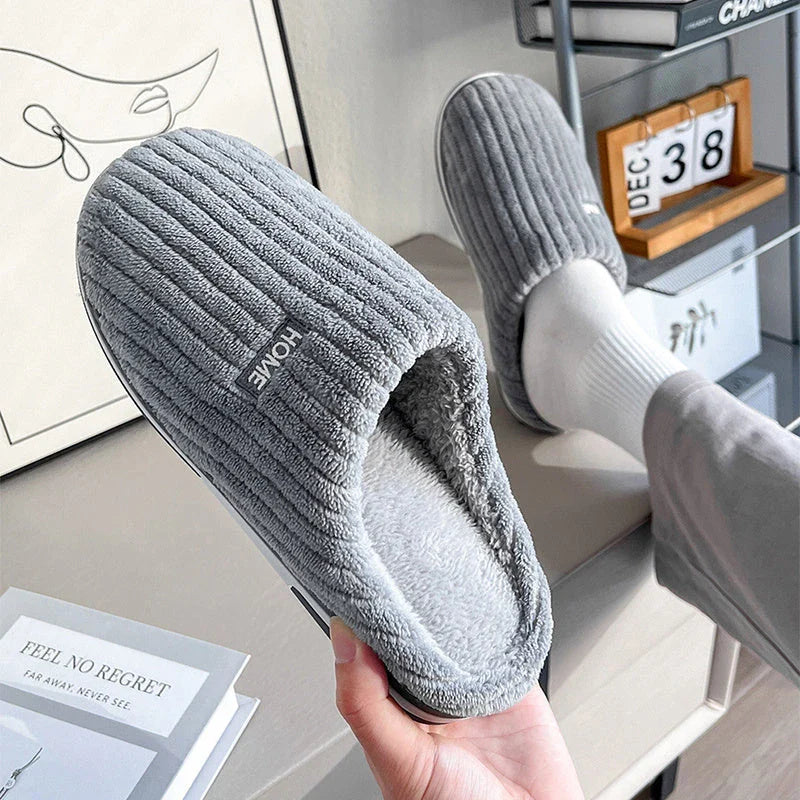 Cozy plush slippers with soft lining and non-slip outsole for indoor and light outdoor use
