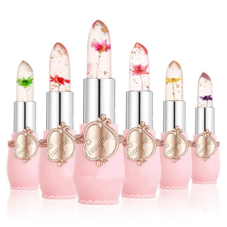 Jelly Flower Lipstick Set with six colour-changing, flower-infused lipsticks