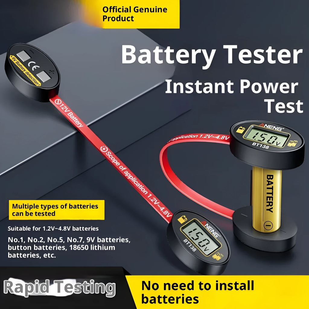 BT138 digital display battery detector small portable with magnetic backing and LCD screen