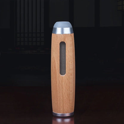 Vintage walnut wood cigarette case with keychain clip in golden and silver finishes