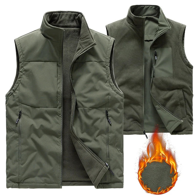 Men's Double-sided Fleece Vest in various colours for winter warmth