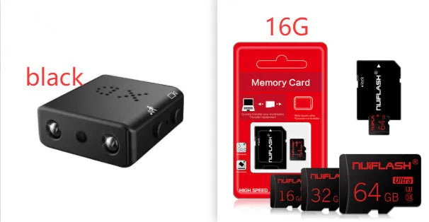 1080P Full HD mini camera with IR-CUT night vision motion detection black