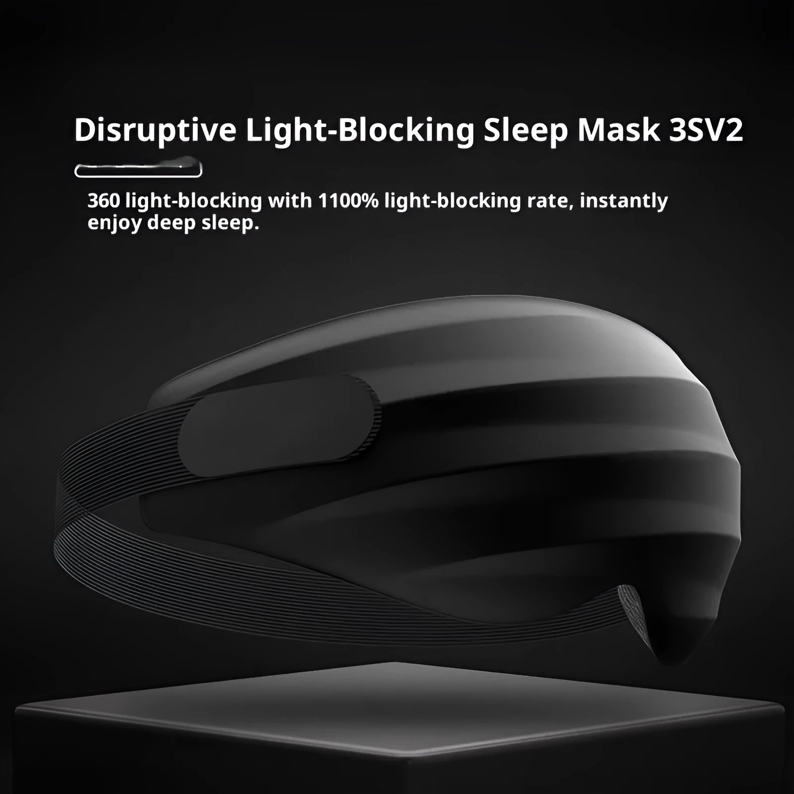 3D three-dimensional shading eye mask in black made from nylon and polyurethane for sleep and eye fatigue relief