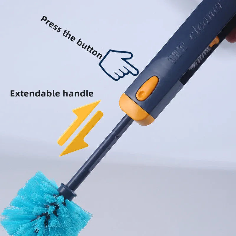 Blue and grey 4-in-1 bottle gap cleaner brush with U-shaped silicone design and stranded wire tools