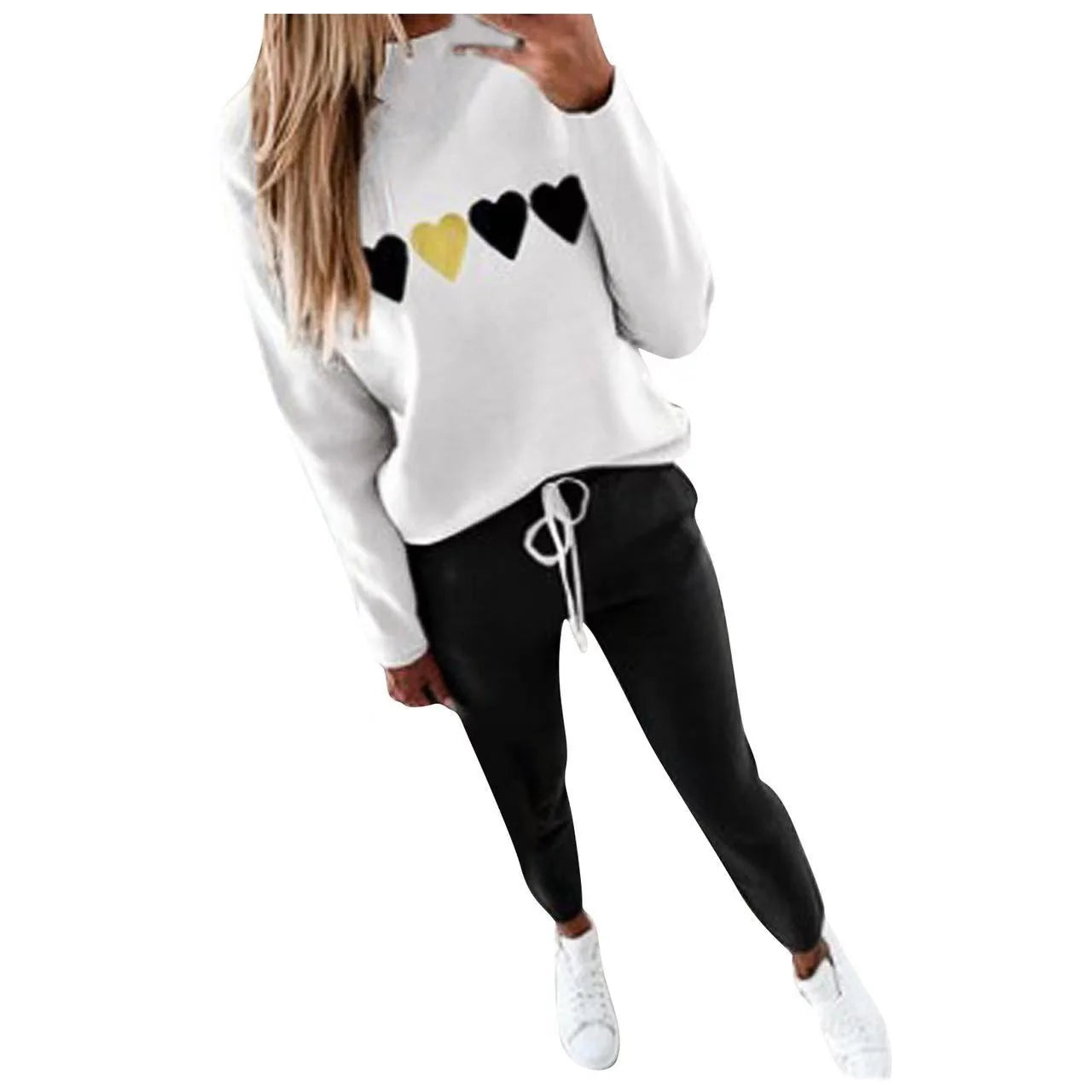 Women's beaded slanted shoulder casual suit in black, white, or yellow