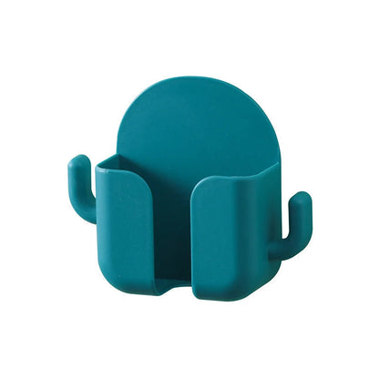 Wall-mounted storage box with mobile phone charging stand and remote control holder in various colours