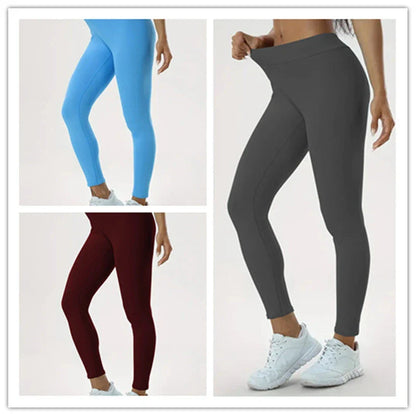 Women's high-waisted yoga pants in stylish colors and sizes for a flattering, comfortable fitness look.