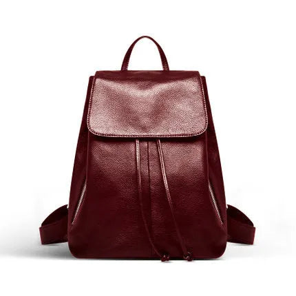 Genuine leather women's backpack in street trend design with multiple compartments