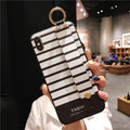 Wrist strap bracket phone case for iPhone 12 with ethnic black and white stripes TPU back cover