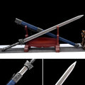 Ancient Tang-style unsharpened sword with high manganese steel blade and solid wood scabbard with leather covering