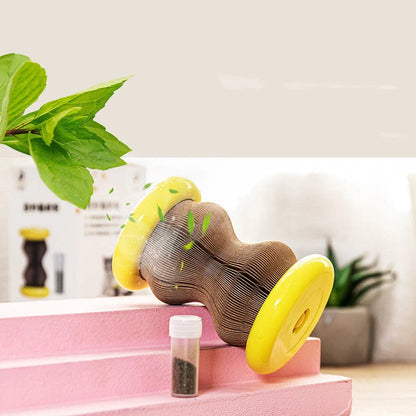 Magic Organ Corrugated Paper Wheel Cat Scratching Board with plastic pet toy