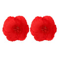 Handmade European American exaggerated red flower earrings with steel needle posts
