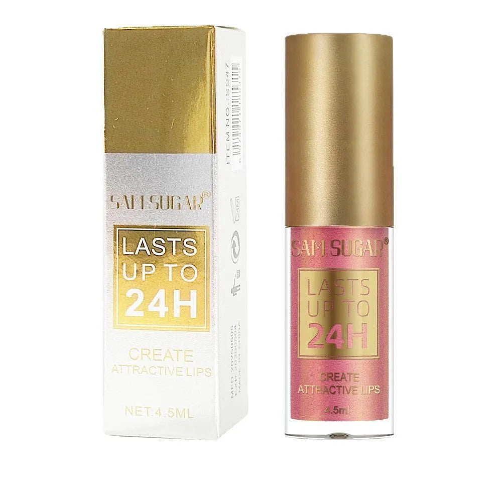6-colour set of glittering pearlescent lip lacquer tubes in metallic finish shades 01 to 06