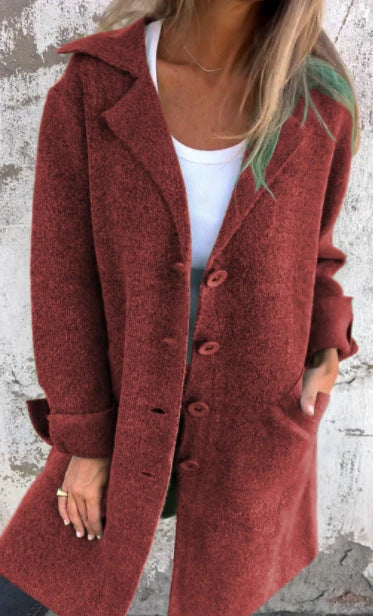 Stylish women's mid-length cardigan with pockets in a variety of trendy colors