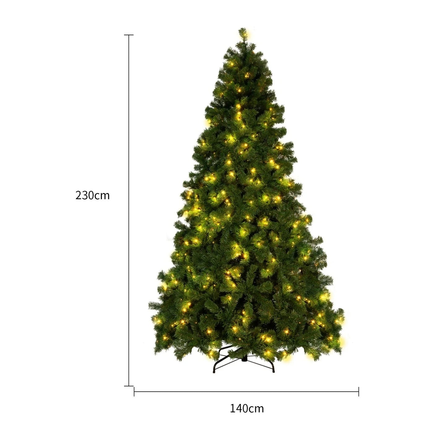 PVC artificial snow Christmas tree with metal stand, green and white colour scheme