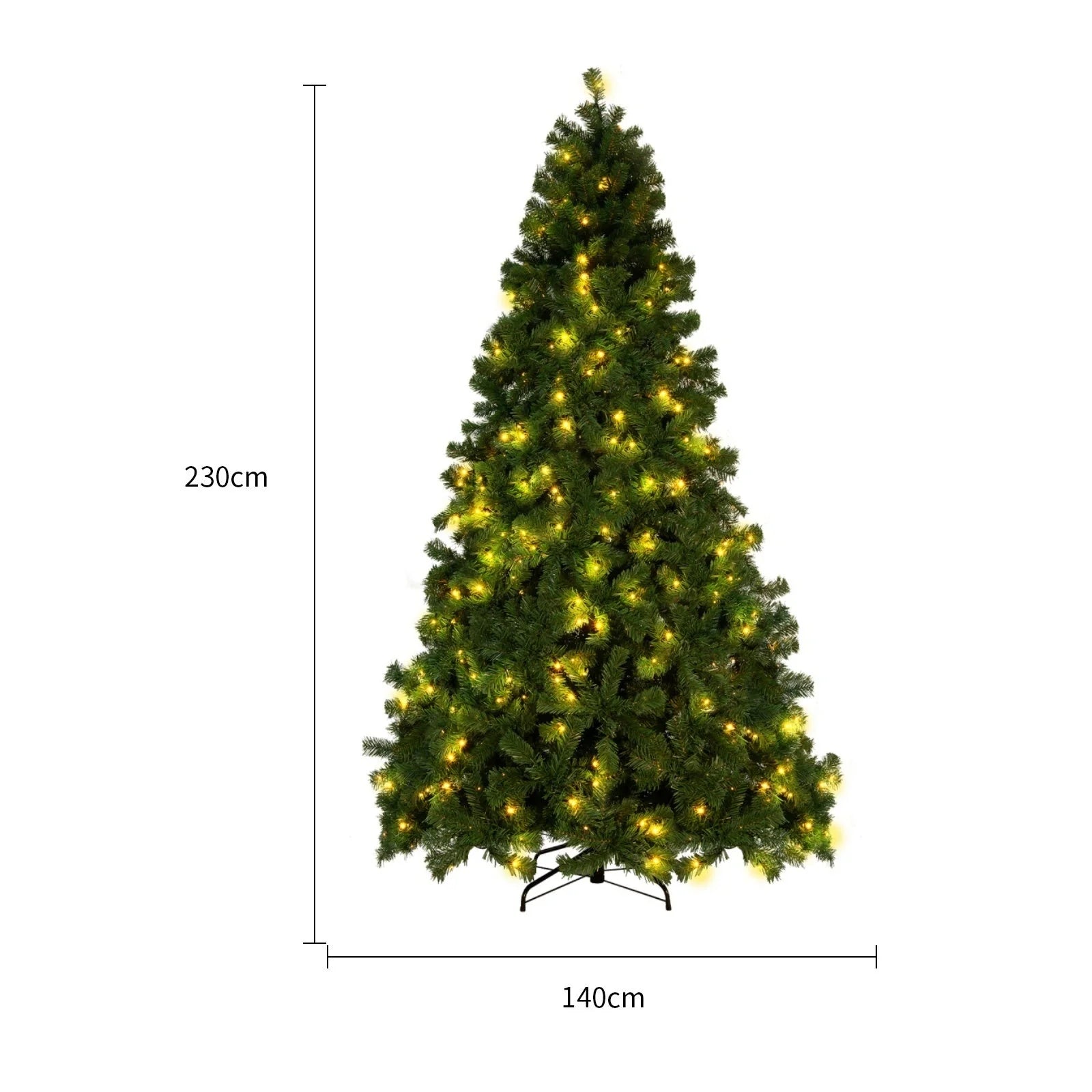 PVC artificial snow Christmas tree with metal stand, green and white colour scheme