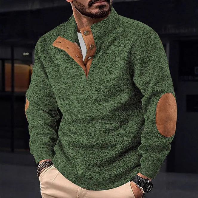 Men's casual printed pullover sweatshirt with patch pocket, loose fit, long sleeves, Japanese cotton blend, size S to 5XL