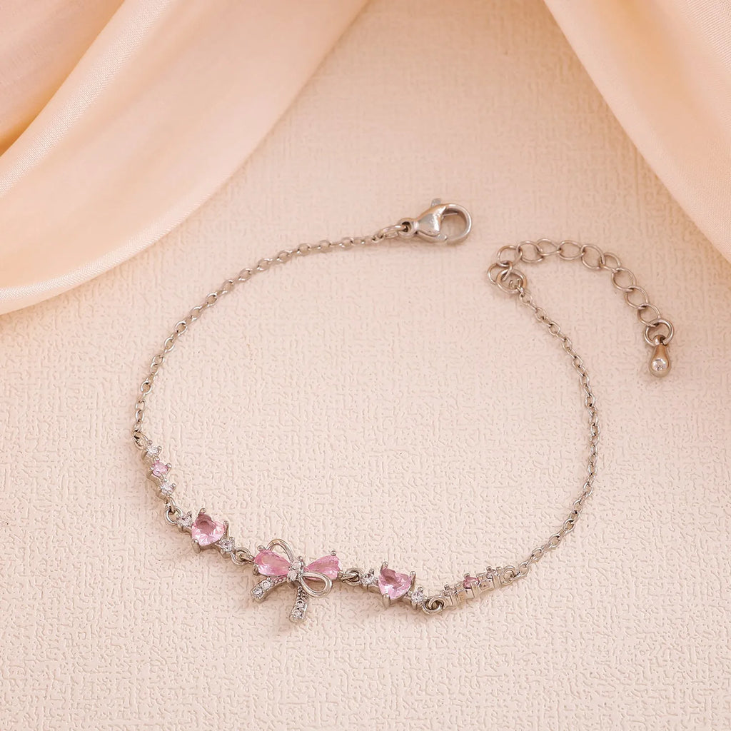 18K gold plated heart shaped butterfly zircon bracelet for women in gold finish