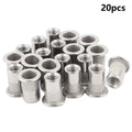304 stainless steel flat head threaded rivet nut kit with 5/16-18 UNC thread, 0.4in body diameter, 1.5cm head, and 0.75in length