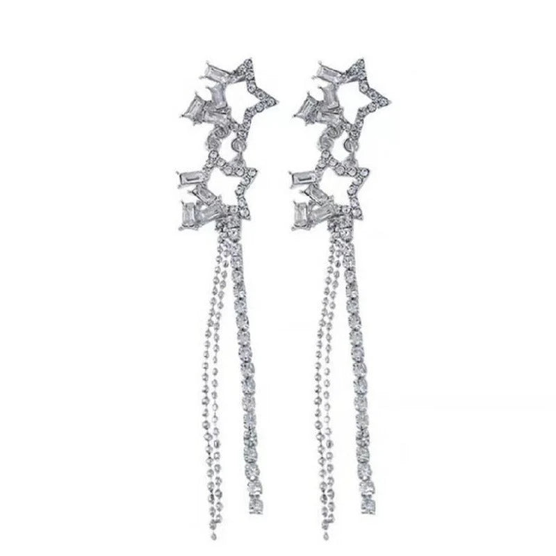 XINGX Water Drop Tassel Earrings in gold alloy with geometric design