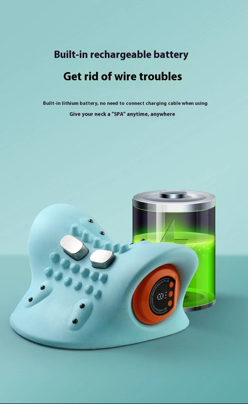 Heated Cervical Traction Neck Massager with adjustable massage settings and therapeutic heating function for personalized neck pain relief