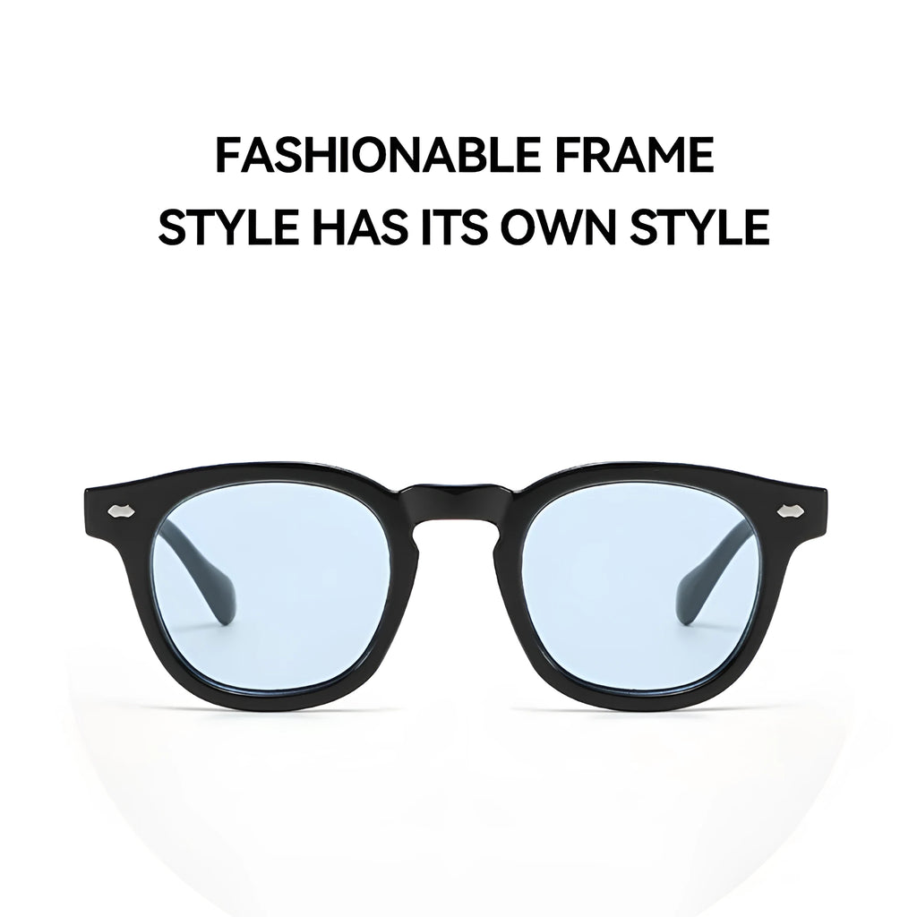 Round rim sunglasses with a plastic frame in a retro Hong Kong style design