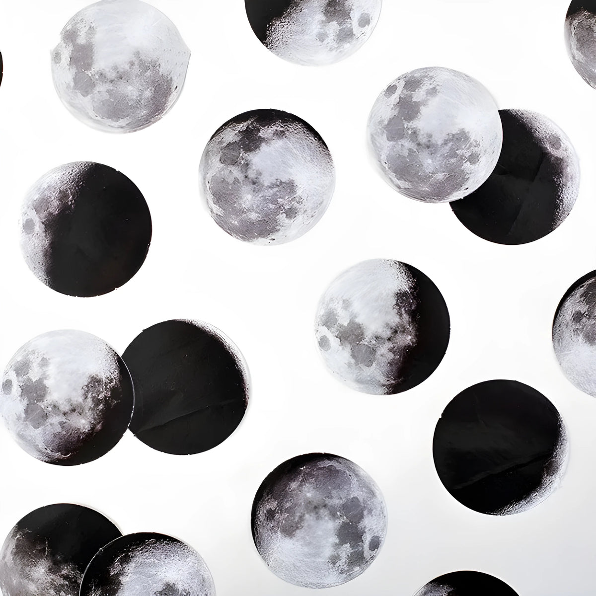 45 black moon phases and calendar planet stickers on self-adhesive paper for hand account decoration