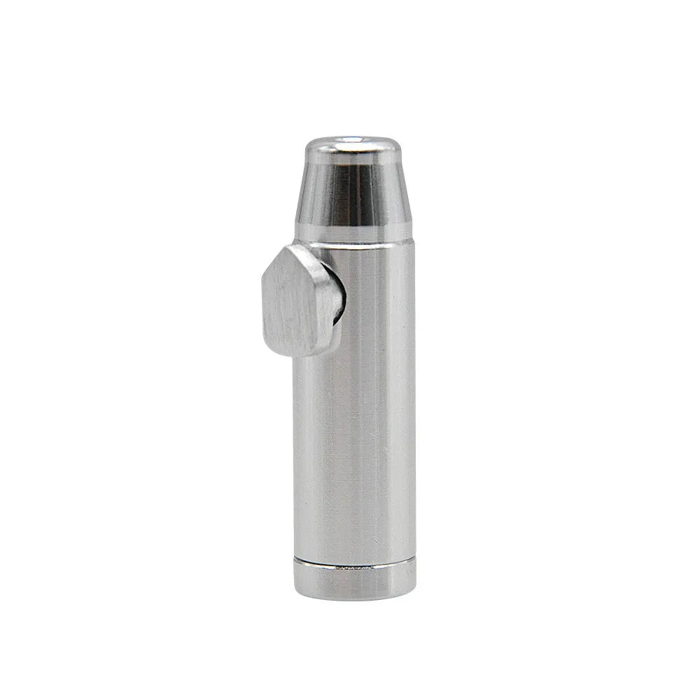 Aluminium alloy bullet snuff cigarette holder with flat head, shown in multiple colour options.