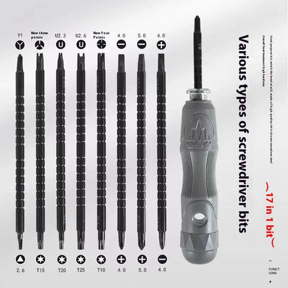 17-in-one magnetic screwdriver set with chrome vanadium steel bits