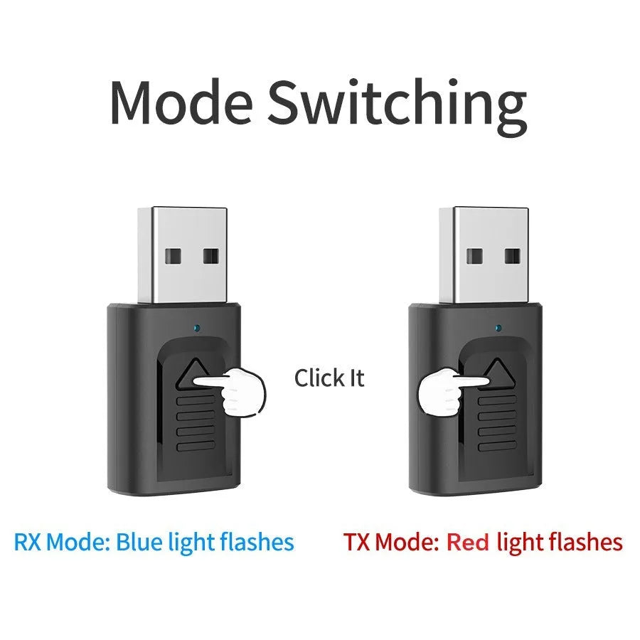 Black M135 four-in-one USB Bluetooth 5.0 audio transmitter receiver with 3.5mm aux cable