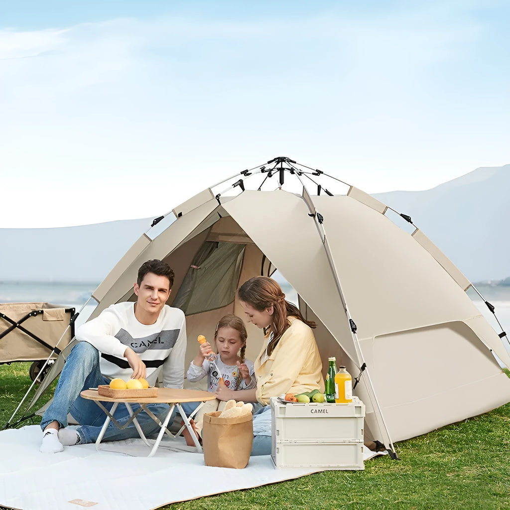 Outdoor fully automatic pop open double layer tent 230x200x145cm in classic speed open design, made of Oxford cloth with glass fibre poles