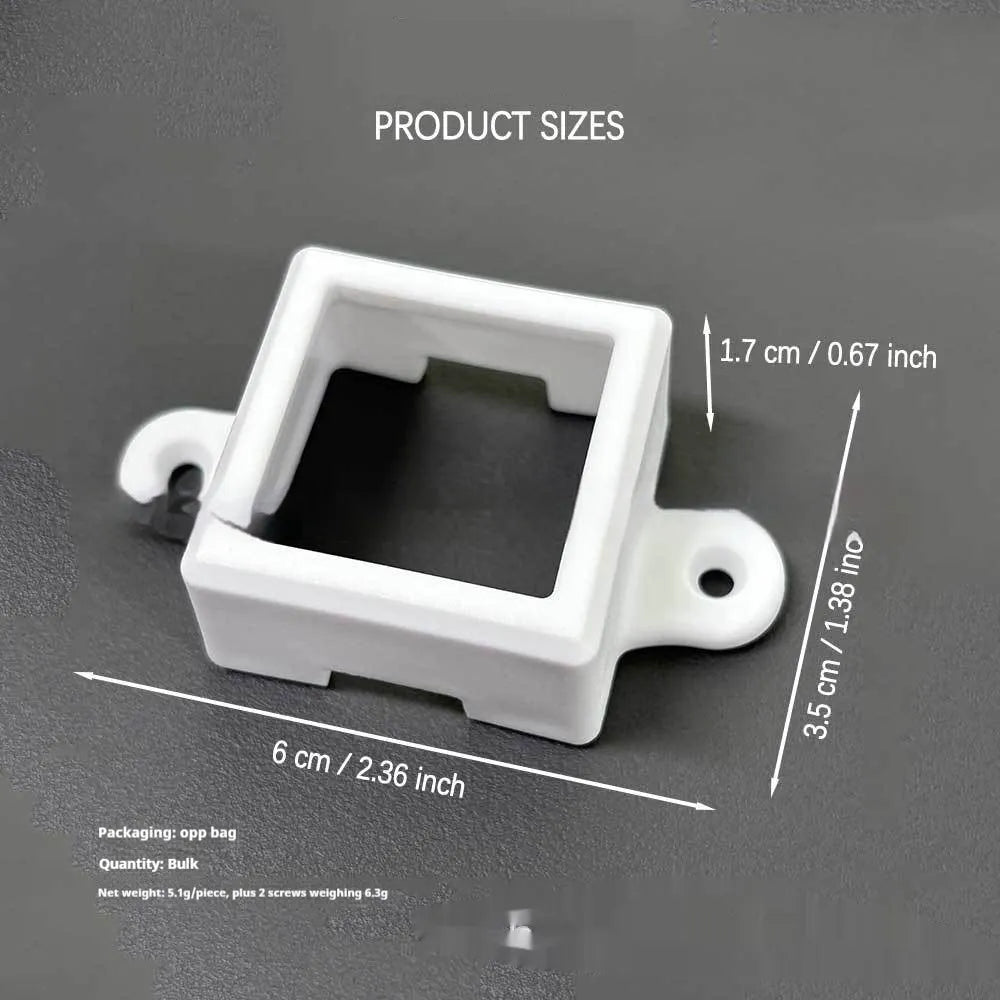 White plastic LED light protective cover with fixed bracket, dimensions 1.7cm by 6cm