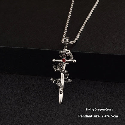 Dragon Sword Pendant Necklace with unique designs and titanium steel chain
