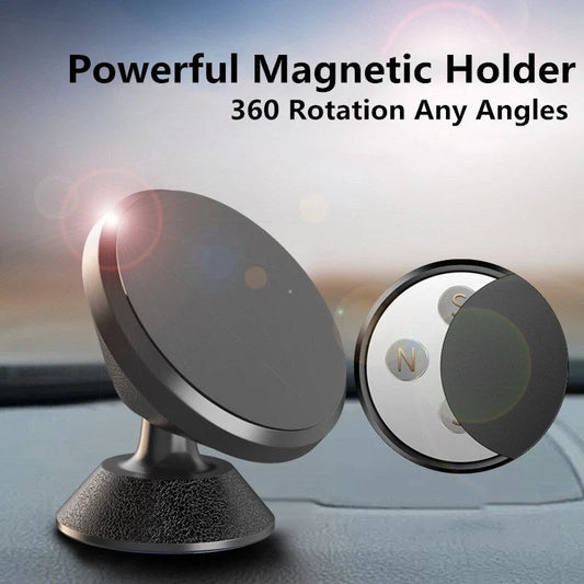 Universal magnetic car phone holder with lychee pattern design in black