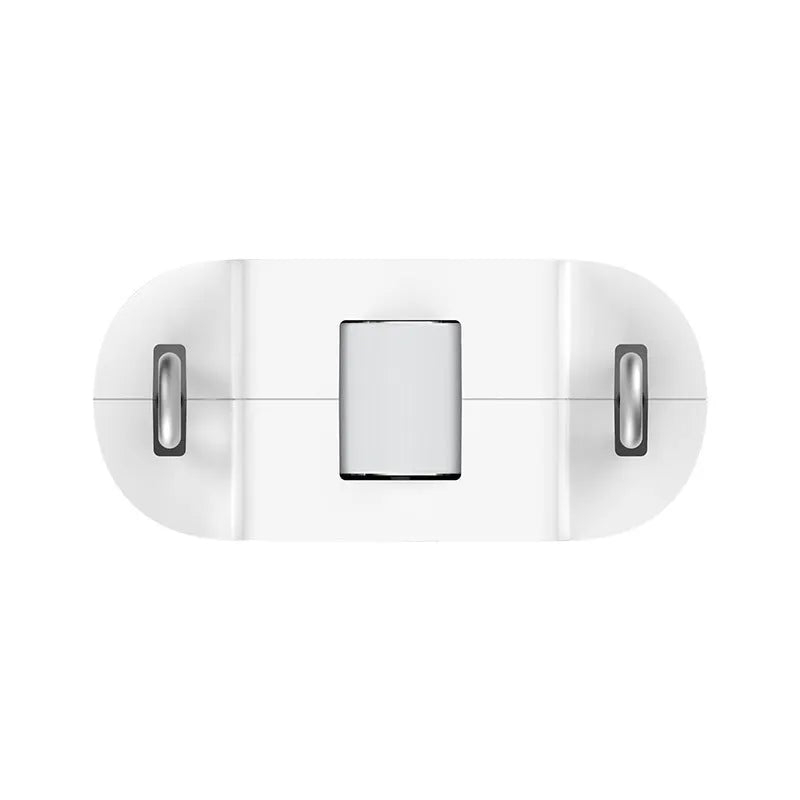 White automatic curtain opener and closer device with USB charging cable.