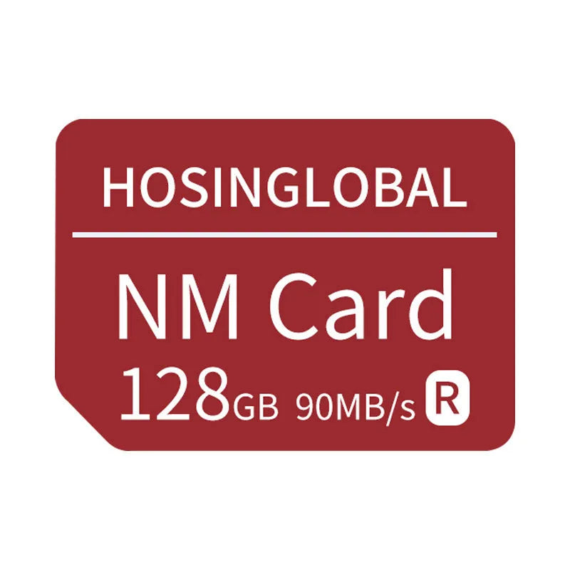 Red Huawei NM memory card 128G capacity with 90 MB/s read write speed for mobile phones