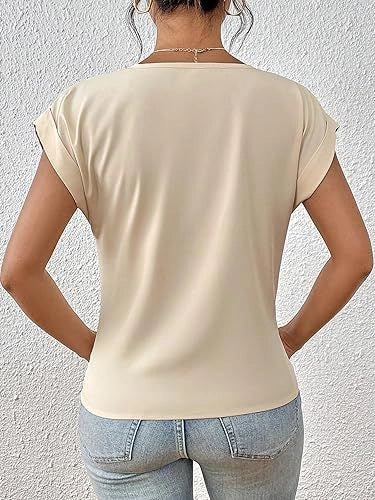 Women's summer casual short-sleeve T-shirt with unique irregular knot design in various colours