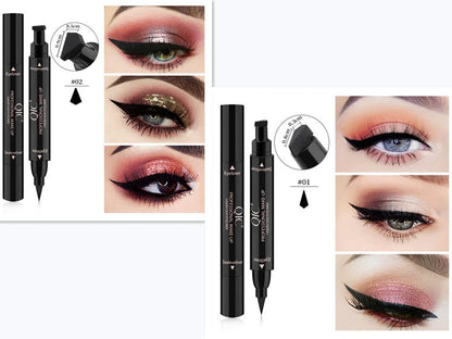 Double-headed wing seal eyeliner with quick-drying carbon black formula for precise application