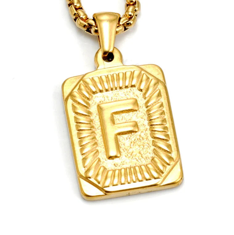 Gold-plated 18K titanium steel letter necklace with pearl chain, personalised from A to Z