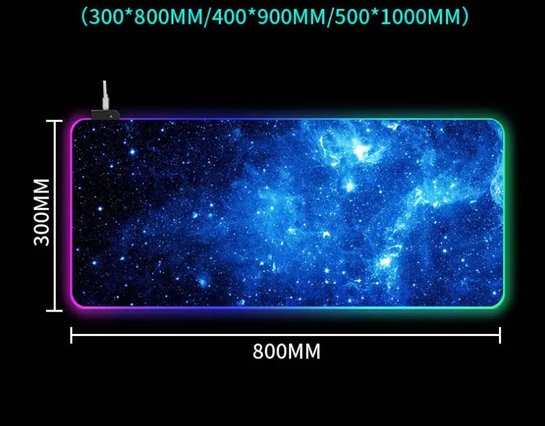 Symphony RGB luminous mouse pad with starry sky design and anti-slip rubber base