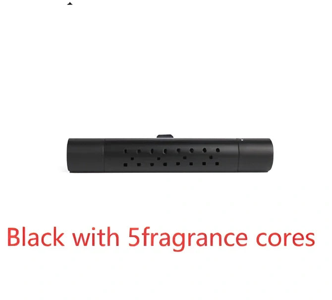 Silver aluminium alloy car vent clip-on air freshener, 83x13mm size, 46g, with replaceable fragrance cores