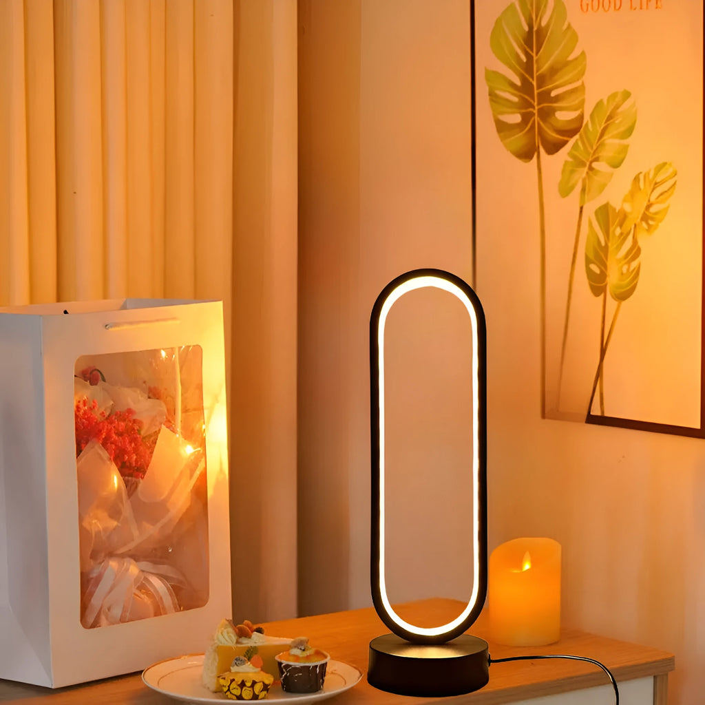 USB LED night lamp ring dimming black white acrylic iron 32 cm decorative wall light