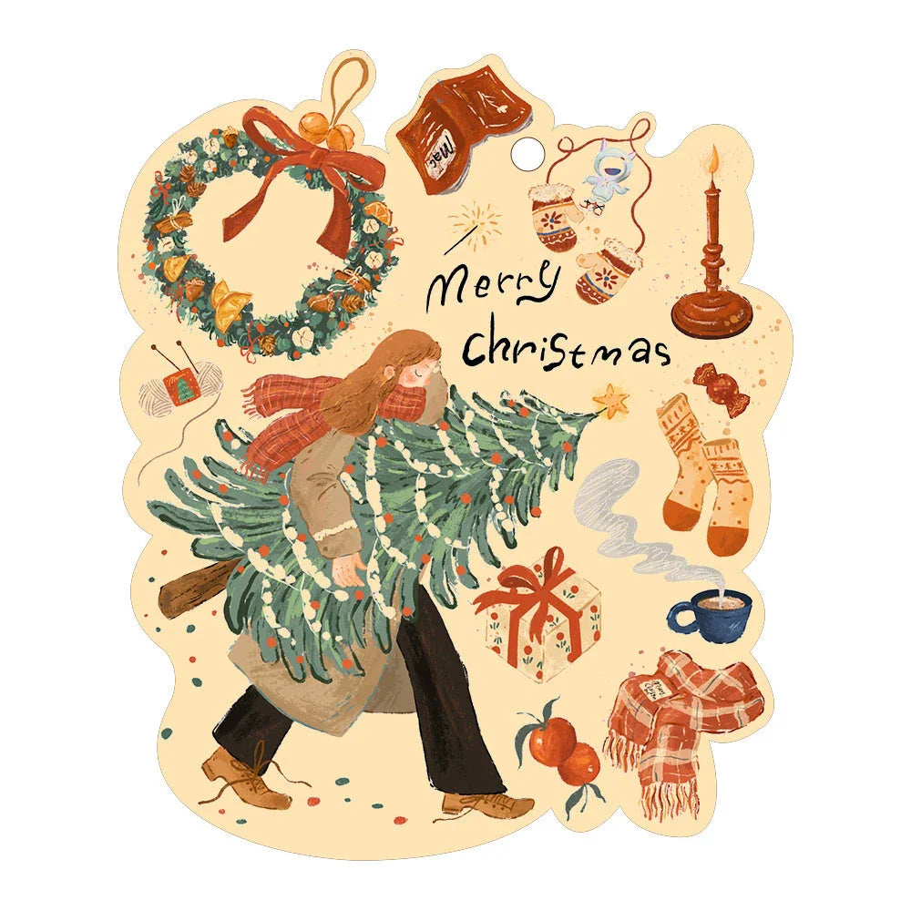 A charming acrylic car-shaped ornament with vibrant colors and a reflective finish, perfect for Christmas decor.