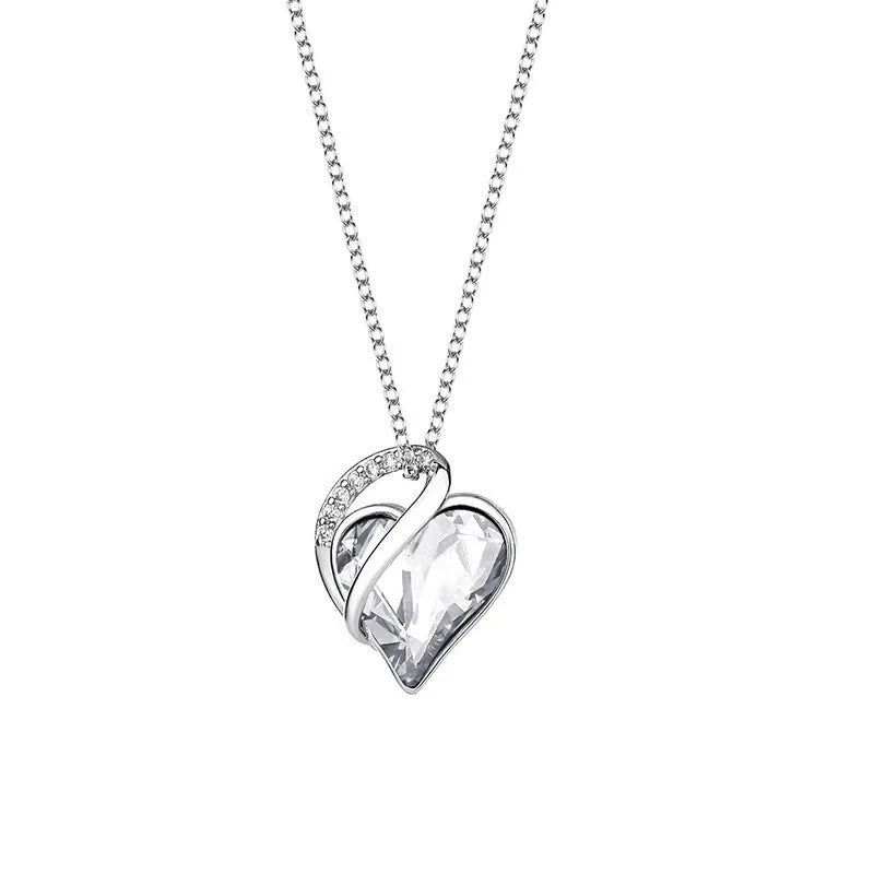 925 silver heart-shaped geometric necklace for women in various colours