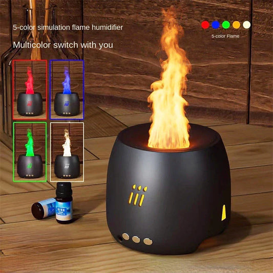 Ultrasonic Flame Aroma Diffuser with LED mood lighting and essential oil mist