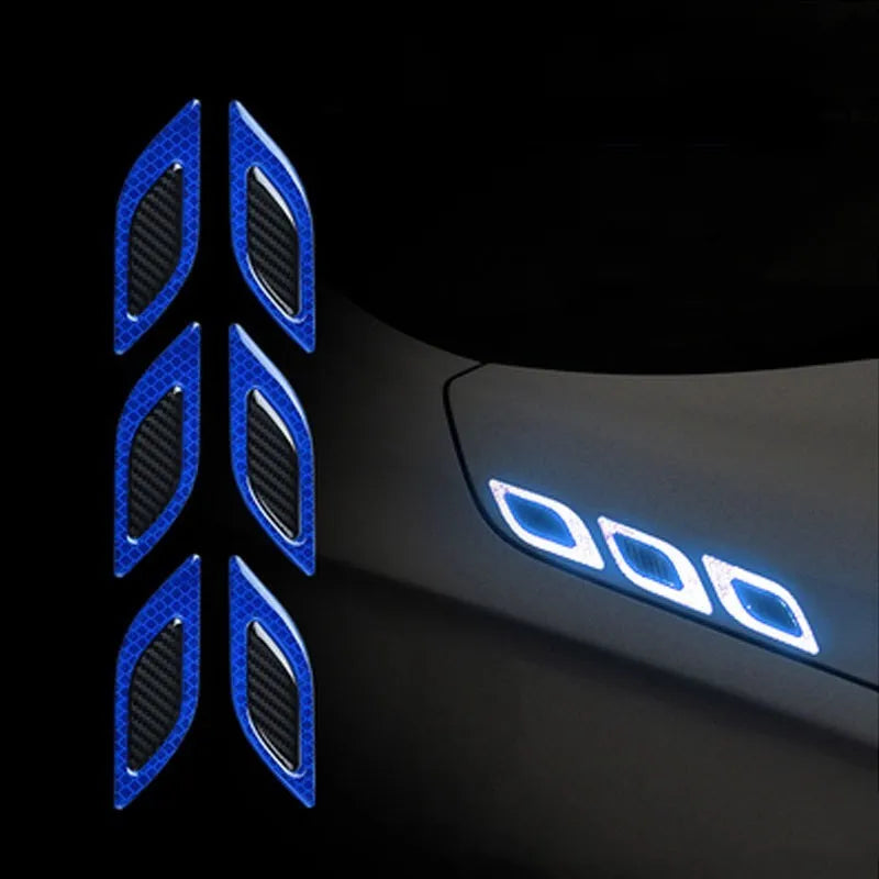 Blue reflective resin safety tape strips for car wheel bumpers, 17mm wide.